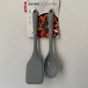 New!!!R+Co Gray Silicone Turner and Slotted Spoon Set